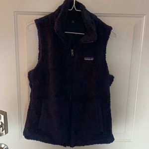 Patagonia Logo Los Gatos Poly Deep Pile Fleece Full Zip Vest Women's Sz M